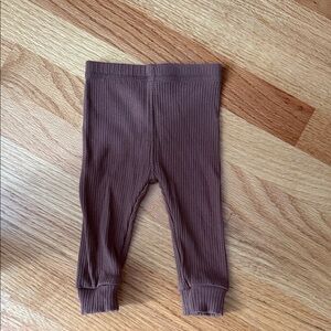 Brown Ribbed Baby Leggings